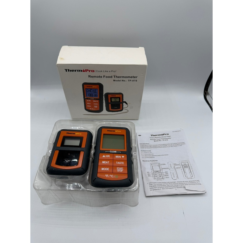 ThermoPro TP07S Wireless Meat Thermometer 300ft Range Grill BBQ INCOMPLETE